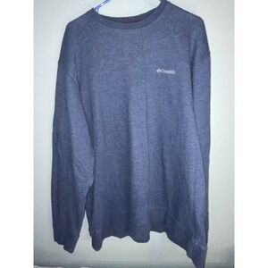 Columbia Mens Blue Heathered Crewneck Sweatshirt Fleece Pullover Logo XL